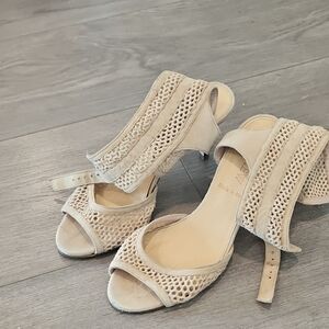 J. Crew Cream Stiletto Heels with Mesh Design